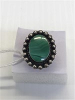 Large Green Turquoise ring sz 6 .925