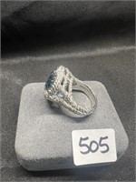 Judith Ripka Sterling/ Blue Topaz Heart Ring