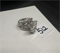 Sterling/ Pearl Shaped CZ Ring
