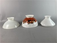 Lot of 3 Assorted Oil Lampshades Milk Glass, H