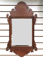 Mahogany Queen Anne Mirror with Figural Wood
