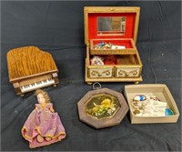 Group of Music Boxes and Trinkets