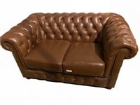 CHESTERFIELD BROWN LEATHER LOVESEAT