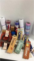 Seasonal decor and crafting lot. Metal ribbon,