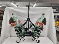 Wine rack with 2 vintage coca cola bottles