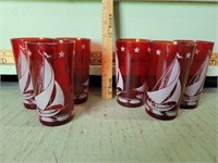 VINTAGE RED SAILBOAT CUPS