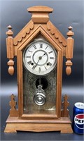 Antique Kitchen Mantel Wood Clock Gingerbread