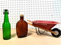 bottles & toy wheel barrow
