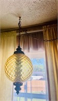 Vintage Hanging Lamp Amber glass swag lamp