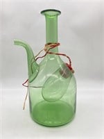 1950s Italian Handblown Green Glass Wine Decanter