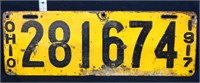 1917 Ohio license plate
