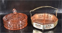 Pink Depression Divided Glass Dishes