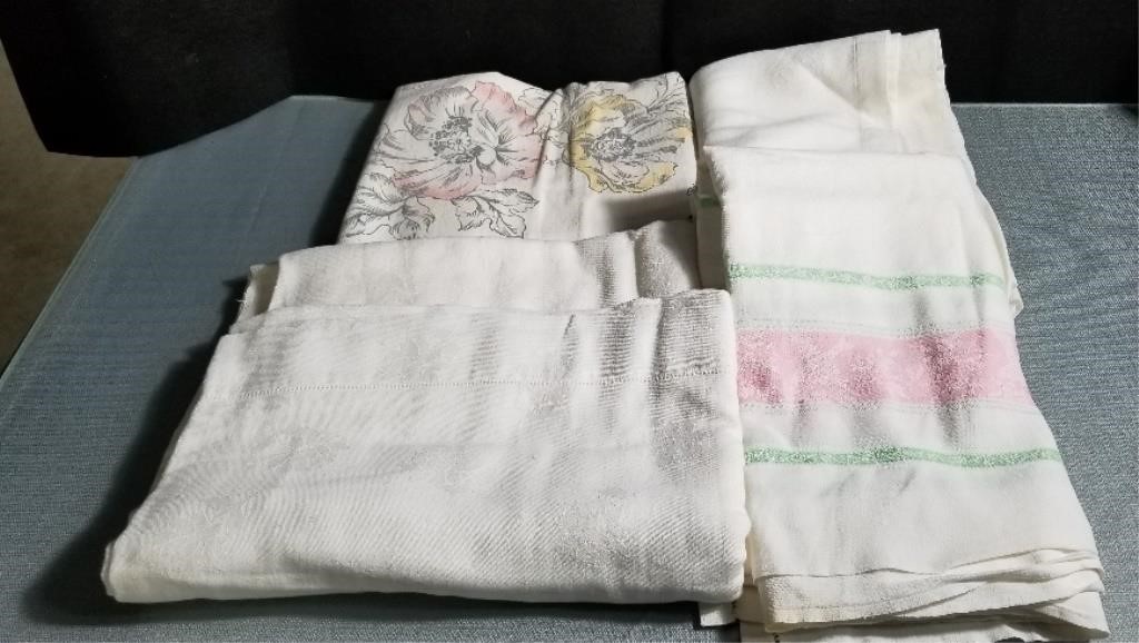 4 Vintage Tablecloths (some stains)