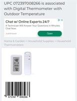 Outdoor Thermometer ( Open Box, Untested)