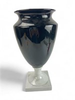 Large Black Vase on White Pedestal