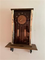 Brass-like Wall Clock w/Pendulum