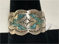 Sterling Inlaid Turquoise Ring 6.0gr TW Sz 8.5