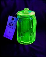 Green Uranium Glass Kitchen Canister with Lid