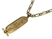 14K Hieroglyphic Necklace 24" L 13.5g TW