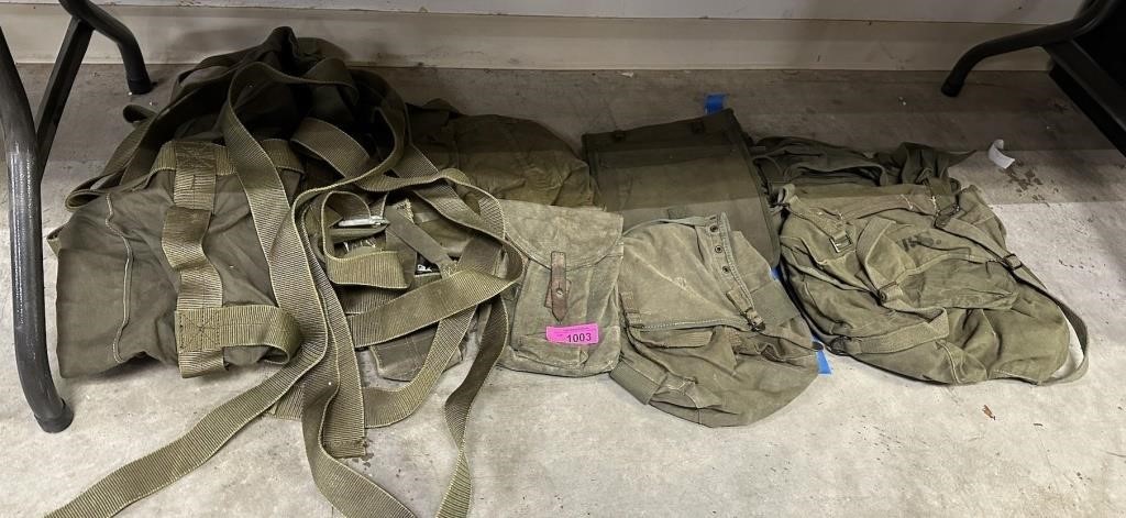 LARGE LOT OF VTG MILITARY CANVAS BAGS