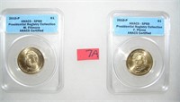 Pair of graded uncirculated Golden Dollar Preseden