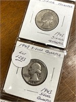SILVER WWII QUARTERS, 1941,42,43,44,45