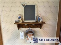 SMALL WALL SHELF AND DECORATIVE CONTENTS