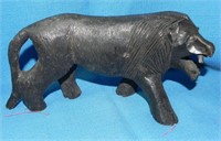 1970's Ebony Wood Carved Lion Figure