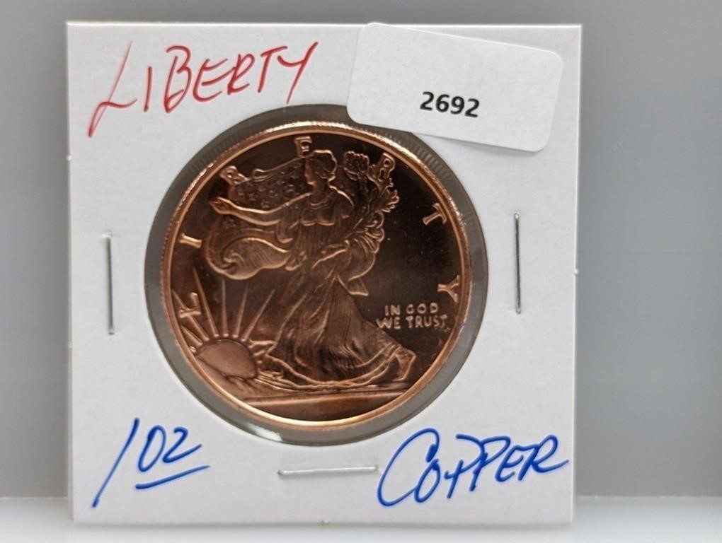 1oz .999 Copper Liberty Round