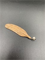 Mammoth ivory feather pendant about 3" long