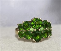 Diopside Emerald 14KG Over Sterling Chrome Ring