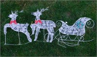 Christmas Sleigh & Reindeer lighted framed yard