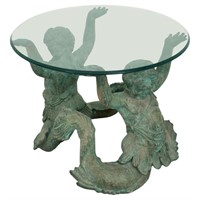 Bronze Merman Glass Top Side Table