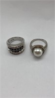2x Silver rings size 6 and 6,5
