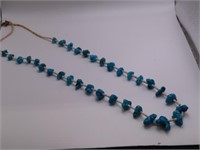 30" Chunk Turquoise & Shell Woven Pawn Necklace