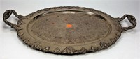 Oval Silver-plated Tray - 13.5" x 21" , bent at