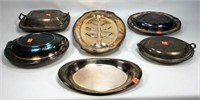 Silver-plate Lot: 4 vegetable dishes/ oval tray