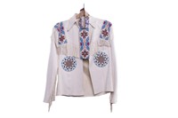 Native American Beaded White Leather Coat