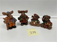 Christmas Moose Teddy Bear Figurines