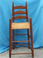 Antique tapered youth chair, high Chair woven