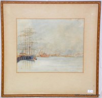 Signed D.M.Johnson Marine Landscape Watercolour