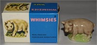 Vtg Wade Whimsies Porcelain Pig #28 Figurine w/Box