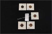 5- asst lincoln wheat pennies (display area)