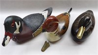 3 Decorative Wood Duck Decoys
