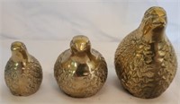 Vintage lot of 3 Brass Quail