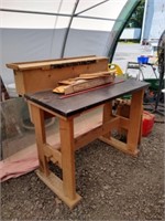 Homemade wooden work bench 47"L x 31"w
