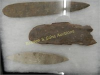 NATIVE AMERICAN 11" AND 9" ARROWHEADS AND 9"