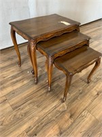 3pc Carved Serpentine Leg Nesting Tables