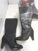 Black Leather heel-boots size 7M