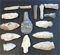 15 Flint Arrowheads And Drills Fayette County